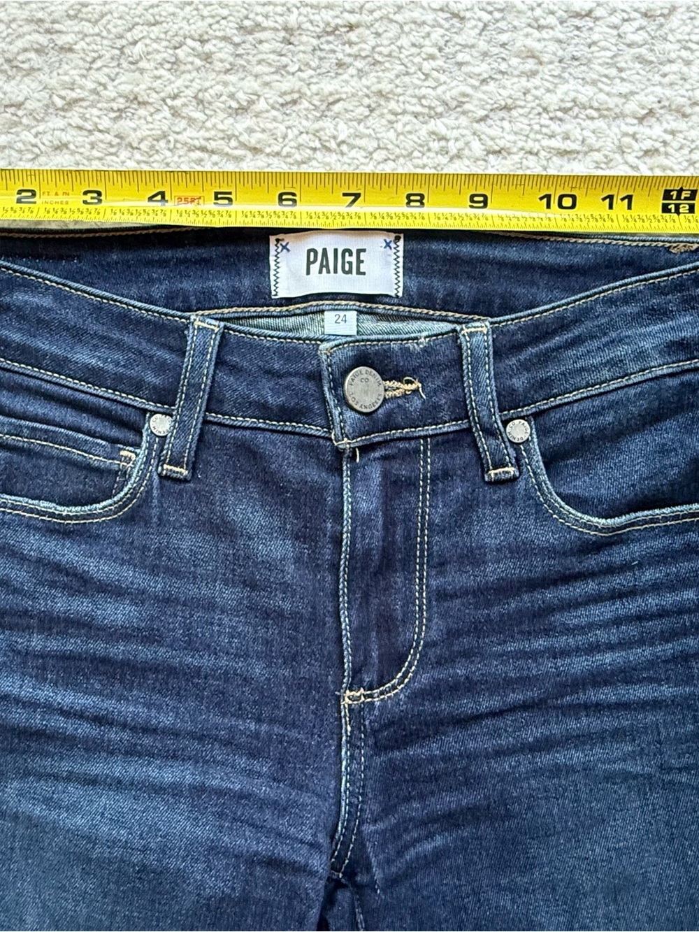 PAIGE $239 Verdugo Ankle Dark Blue High-Rise Skinny Jeans - Picture 7 of 8